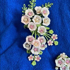 Floral Brooch with Pink and White Accents